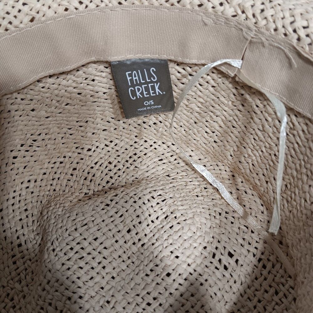 FALLS CREEK BEIGE PAPER STRAW WIDE BRIM SUN HAT WOMEN'S OS ONE SIZE - Picture 4 of 6